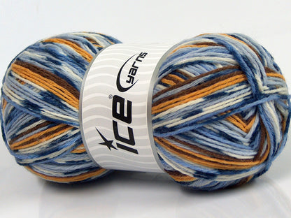 Glamor Sock Blue Shades, Gold, Brown, White fnt2-69175