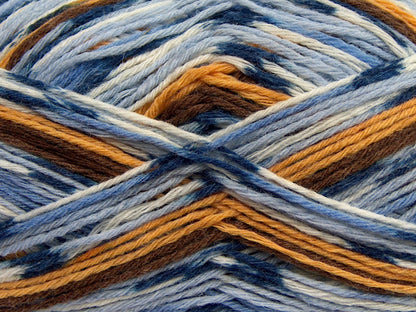 Glamor Sock Blue Shades, Gold, Brown, White fnt2-69175