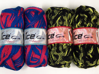 Mixed Lot Multicolor 2 balls of Mirabella - 2 balls of Amor Yarns fnt2-70426