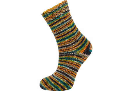 Hand Dyed Sock Merino Gold, Green Shades, Turquoise, Beige fnt2-71170