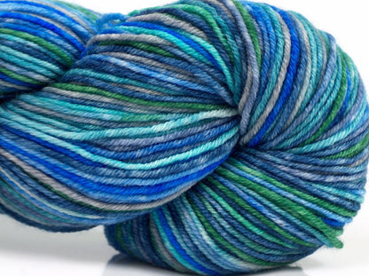 Hand Dyed Sock Merino Blue Shades, Green fnt2-71173