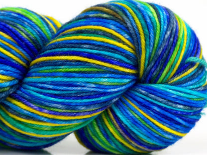 Hand Dyed Sock Merino Blue Shades, Green, Turquoise, Yellow fnt2-71174
