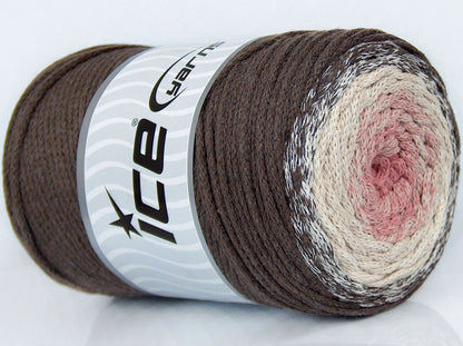 Macrame Cotton Magic Brown, Cream, Salmon fnt2-73749