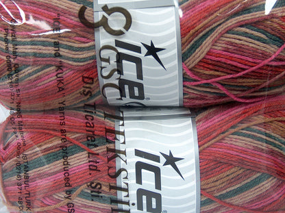 Virgin Wool Sock Pink, Red Shades, Dark Green, Camel fnt2-74005