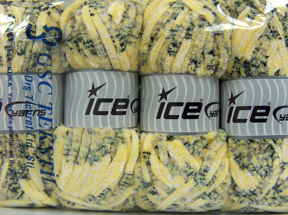 Chenille Tweed Black, Grey Shades, White, Yellow fnt2-74481