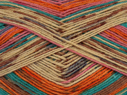 Multicolor Sock Turquoise, Gold, Camel, Pink, Dark Cream fnt2-74857