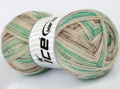 Silk Sock Green Shades, Cream, Brown fnt2-75026