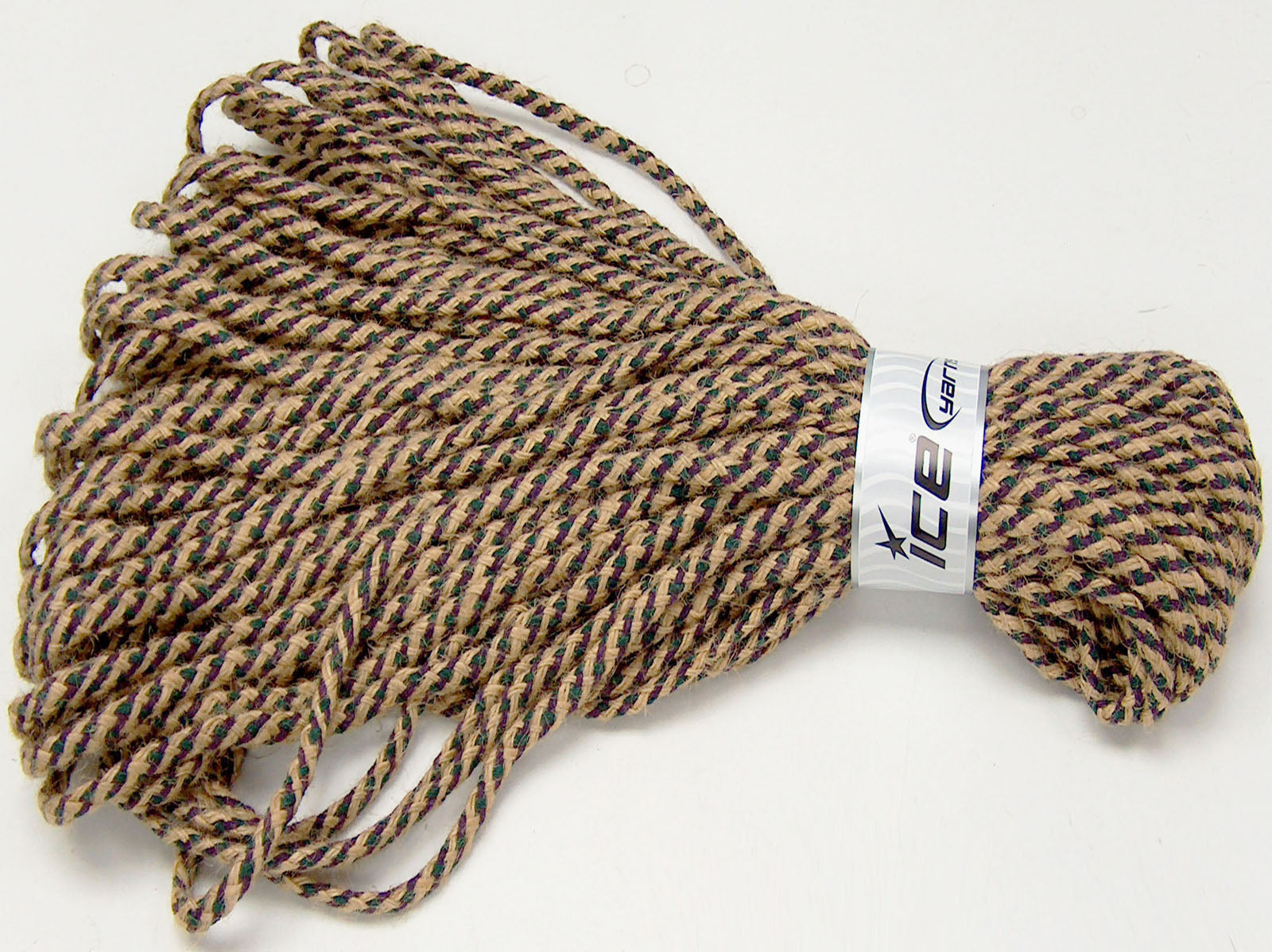 Jute Decor Natural, Dark Green, Purple fnt2-76454