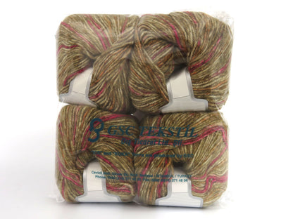 Wool Varicolor Worsted Brown Shades, Fuchsia fnt2-81949