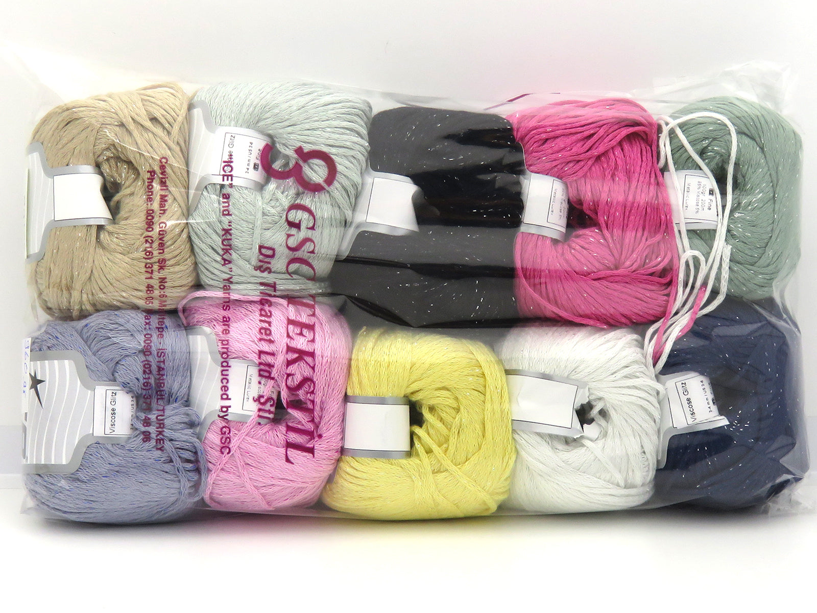 Mixed Lot Multicolor Viscose Glitz Yarns fnt2-83126