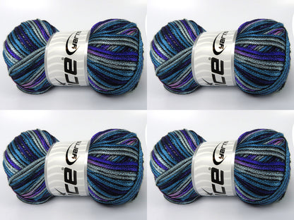 Starry Night Blue Shades, Silver Grey, Pink, Lilac fnt2-84012